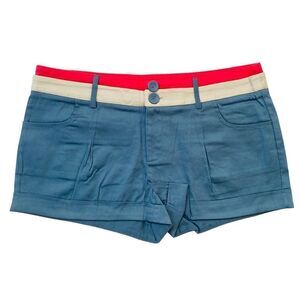 Double Zero Retro Style Blue Pink Trim Short Shorts Sz L